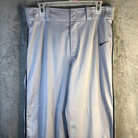 Nike Swingman Dri-Fit Men's Med. Solid White Straight Leg Baseball Pants Pockets - Picture 1 of 13